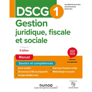 Comparateur de prix : Dunod DSCG1 - Gestion juridique, fiscale et sociale - Manuel 2023-2024