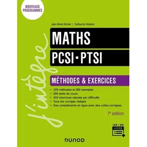 Comparateur de prix : Dunod Maths PCSI, PTSI : méthodes & exercices : nouveaux programmes
