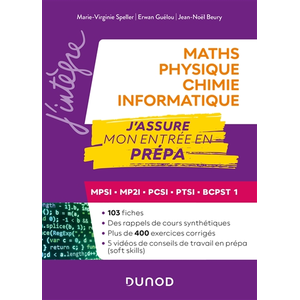 Comparateur de prix : Dunod Maths-Physique-Chimie-In J'assure mon entrée en prépa: MPSI-MP2I-PCSI-PTSI-BCPS 1