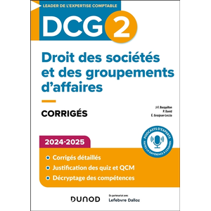 Comparateur de prix : Dunod DCG 2 - Droit des sociétés et des groupements d'affaires - Corrigés 2024-2025