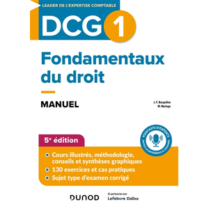 Comparateur de prix : Dunod DCG 1, fondamentaux du droit : manuel Jean-François Bocquillon, Martine Mariage