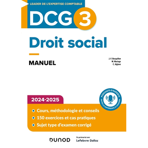 Comparateur de prix : Dunod DCG 3 : Droit social - Manuel (édition 2024/2025)