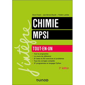 Comparateur de prix : Dunod Chimie - MPSI - Tout-en-un (3e édition)