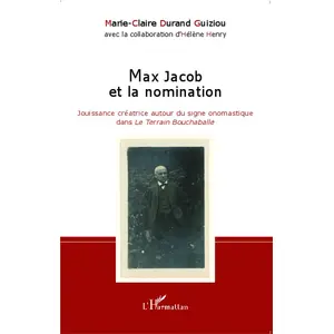 L'harmattan Max Jacob et la nomination pas cher