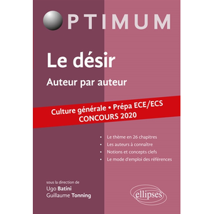 Ellipses Le désir. Auteur par auteur. Culture générale. Prépa ECE/ECS....