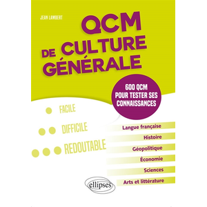 Comparateur de prix : Ellipses QCM de culture générale. 600 QCM pour tester ses connaissances