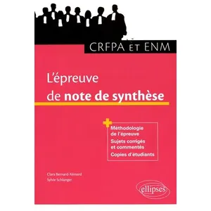 Comparateur de prix : Ellipses L'épreuve de note de synthèse au CRFPA et à l'ENM