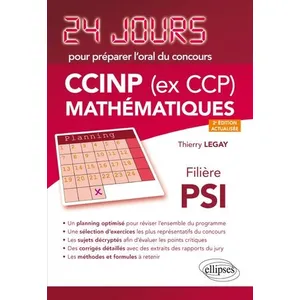 Comparateur de prix : Ellipses 24 jours : mathématiques - CCINP (ex CCP) - PSI