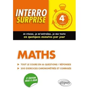 Comparateur de prix : Ellipses Maths 4e - Tout le cours en 66 questions/réponses et 200 exer...