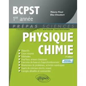 Comparateur de prix : Ellipses Physique chimie BCPST 1re année : nouveaux programmes Finot, Thierry