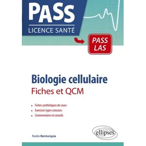 Comparateur de prix : Ellipses Biologie cellulaire en PASS et LAS - Fiches et QCM (PASS   Licence santé)