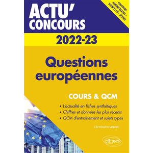 Ellipses Questions européennes 2022-2023 - Cours et QCM pas cher