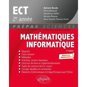 Ellipses Mathématiques - Informatique - prépas ECT 2e année - Programme 2022 pas cher