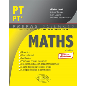 Comparateur de prix : Ellipses Mathématiques PT/PT* - Programme 2022