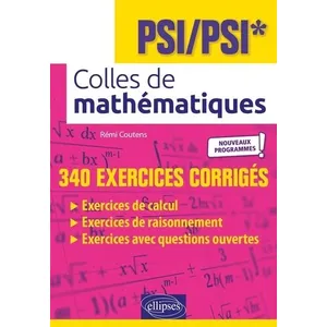 Comparateur de prix : Ellipses Colles de Mathématiques - PSI/PSI* - Programme 2022