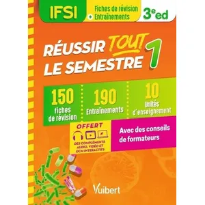 Comparateur de prix : Vuibert Réussir tout le semestre 1 : IFSI - 150 fiches de révision et 190 entraînements