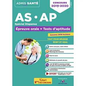 Comparateur de prix : Vuibert Concours AS et AP - Spécial dispense - Epreuve orale et tests d'aptitude - Aide-soignant et Auxiliaire de puériculture - Concours 2020 - Avec 20 tutos Tests offer...