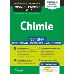 Comparateur de prix : Vuibert Chimie Mp/Mp* - Psi/Psi* - Pt/Pt* - Exercices Et Sujets Corrigés