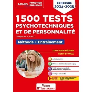 Comparateur de prix : Vuibert 1500 tests psychotechniques et de personnalité - Méthode et en...