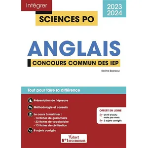 Comparateur de prix : Vuibert Anglais : concours commun des IEP, 2023-2024 Karima Zaaraoui