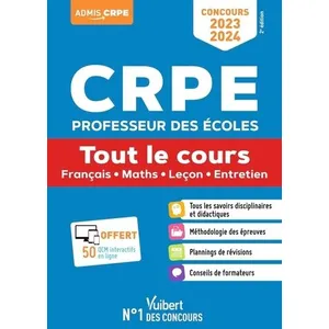 Comparateur de prix : Vuibert Crpe Professeur Des Écoles - Tout Le Cours - Français, Maths, Leçon, Entretien