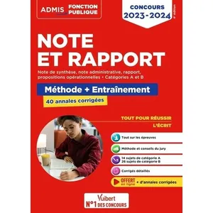 Vuibert Note et Rapport - Méthode et entraînement intensif - 40 annales corrigées - Catégories A et B broché pas cher