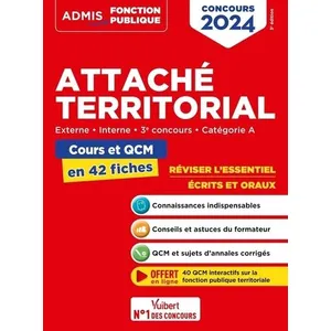 Comparateur de prix : Vuibert Attaché territorial - Catégorie A - Cours et QCM en 42 fiches