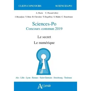 Comparateur de prix : Atlande Eds Sciences-po concours commun 2019 - Le secret, le numérique