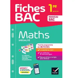 Comparateur de prix : Hatier Fiches bac - Maths 1re générale (spécialité) - tout le programme en fiches de révision détachables (Poche)