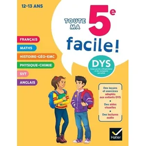 Comparateur de prix : Hatier Toute ma 5e facile ! 12-13 ans, dys : conforme aux programmes