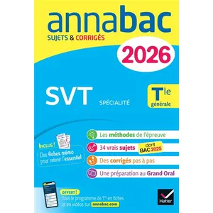 Hatier Annales du bac 2026 - Annabac SVT Tle générale (spécialité) broché pas cher