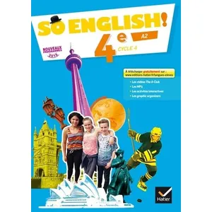 Comparateur de prix : Hatier SO ENGLISH! : anglais - 4e - livre de l'élève (édition 2017)