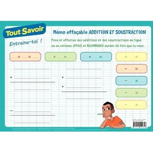 Comparateur de prix : Hatier Mémo effaçable Addition et soustraction  Collectif (Auteur)