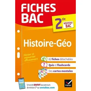 Hatier Fiches bac - Histoire-Géographie 2de: tout le programme en fiches de révision détachables pas cher