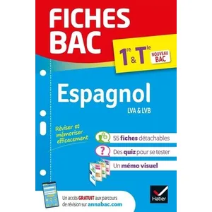 Comparateur de prix : Hatier Fiches bac - Espagnol 1re/Tle  - Bac 2025  Collectif (Auteur)