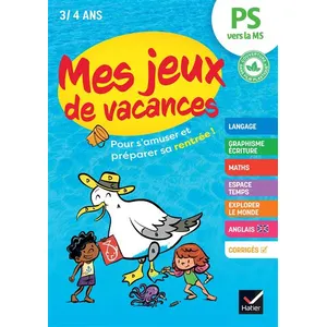 Comparateur de prix : Hatier Mes jeux de vacances - Cahier de vacances 2025 de la PS vers la MS
