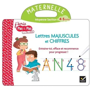 Hatier Livre ardoise Téo et Nina MS - Lettres majuscules et chiffres pas cher