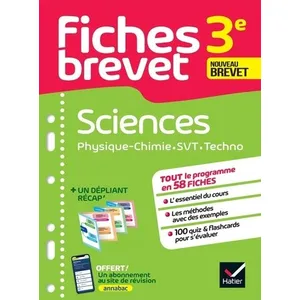 Comparateur de prix : Hatier Fiches brevet Tome 4 : sciences : physique-chimie, SVT, technologie - 3e