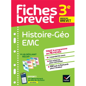 Comparateur de prix : Hatier Fiches brevet Histoire-Géographie EMC 3e Brevet 2023: fiches de révision & quiz