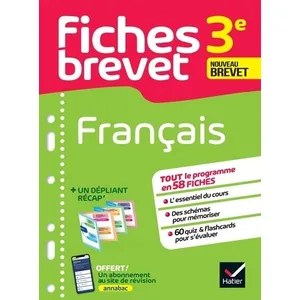 Comparateur de prix : Hatier Fiches brevet Français 3e Brevet 2023: fiches de révision & quiz