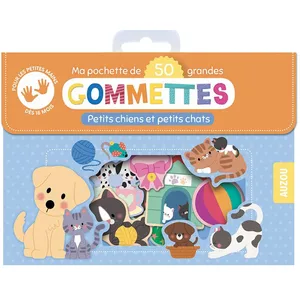 Auzou Éditions Petits chiens et petits chats : ma pochette de 50 grandes gommettes pas cher