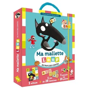 PHILIPPE AUZOU Le Loup qui découvrait le pays des contes - mallette albums + puzzle + dominos pas cher