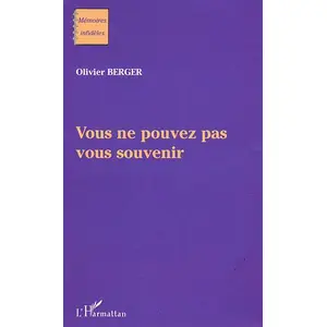 L'harmattan Vous ne pouvez pas vous souvenir pas cher