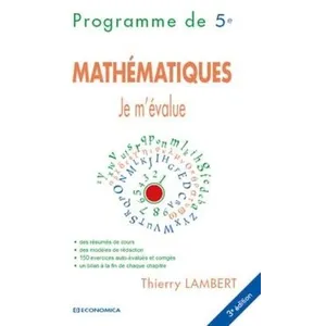 Comparateur de prix : Economica Mathématiques - Je m'évalue - Programme de 5e - 3e édition