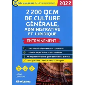 Comparateur de prix : Studyrama Eds 2 200 QCM de culture générale, administrative et juridique