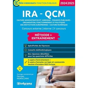 Studyrama Eds IRA   QCM   Méthode + Entraînement (Catégorie A   Concours 2024-2025)