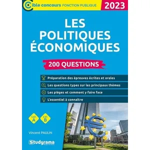 Comparateur de prix : Studyrama Eds Les politiques économiques   200 questions (Catégories A et B   Édition 2022-2023)