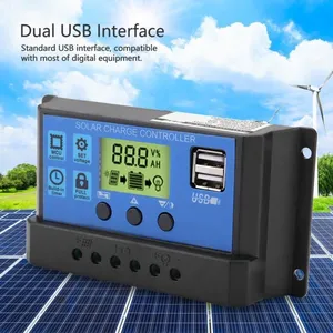 ESTINK contrôleur de charge solaire 12 V PWM 12V 24V Dual USB Régulate...