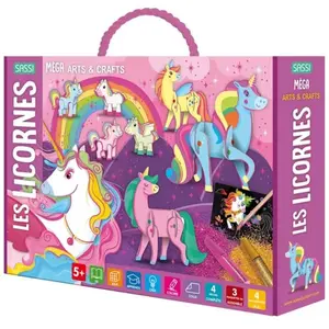 Comparateur de prix : Sassi Les Licornes - Coffret Avec 4 Décors, 3 Maquettes 3d Et 4 Mini-Maquettes