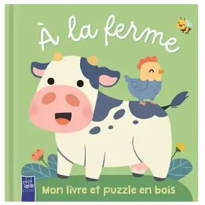 Tam-Tam À la ferme - Mon livre et puzzle en bois cartonné pas cher